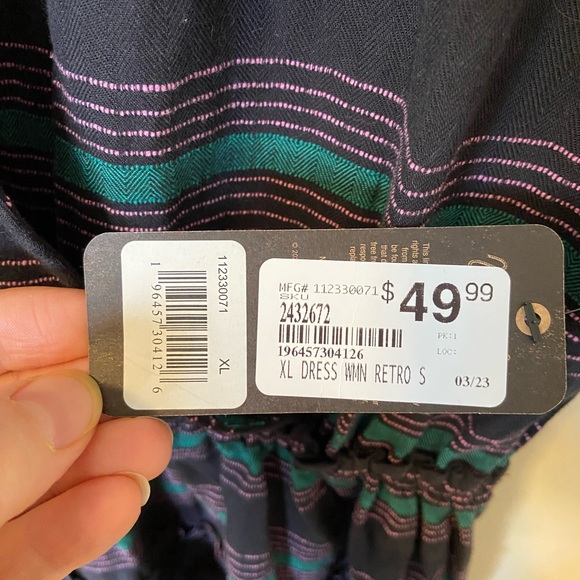 Women’s NWT Wrangler Retro Black Striped Mini Dress Sz XL - Picture 5 of 11